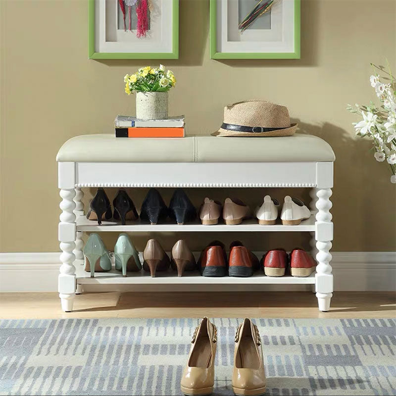 13.65 Inch W Traditional Bench Solid Wood Entryway Bench with Upholstered 20"L x 13"W x 19"H Off-White Clearhalo 'Benches' 'Chairs & Seating' 'furn' 'furn_benches' 'Furniture' 'Living Room Furniture' 6789791