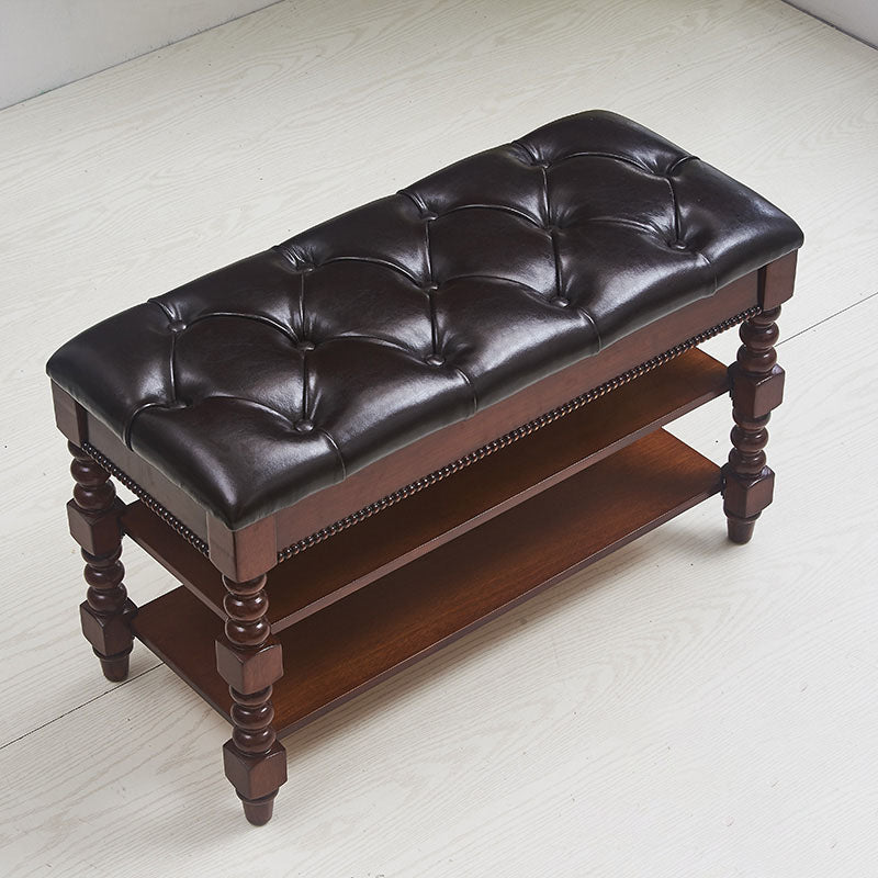 13.65 Inch W Traditional Bench Solid Wood Entryway Bench with Upholstered Clearhalo 'Benches' 'Chairs & Seating' 'furn' 'furn_benches' 'Furniture' 'Living Room Furniture' 6789795