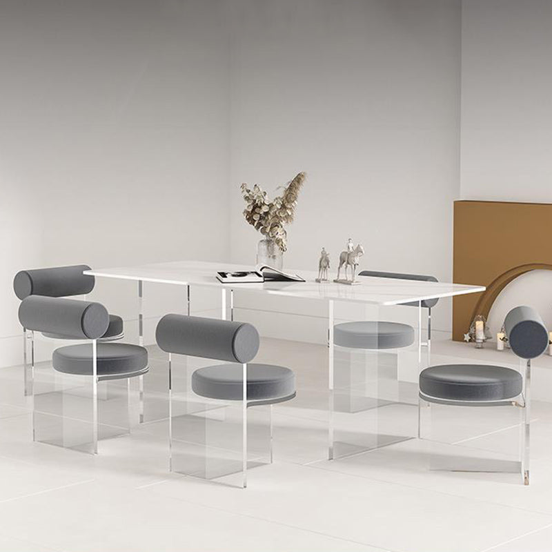 Estilo contemporáneo 1/2/4/6 Piezas Sillas de comedor Muebles de piedra rectangulares en blanco