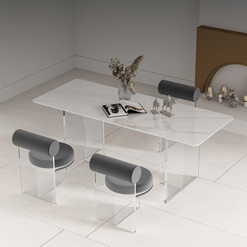 Estilo contemporáneo 1/2/4/6 Piezas Sillas de comedor Muebles de piedra rectangulares en blanco