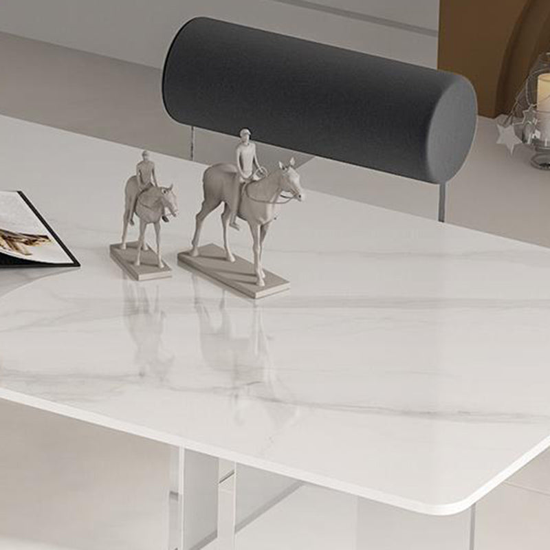 Estilo contemporáneo 1/2/4/6 Piezas Sillas de comedor Muebles de piedra rectangulares en blanco