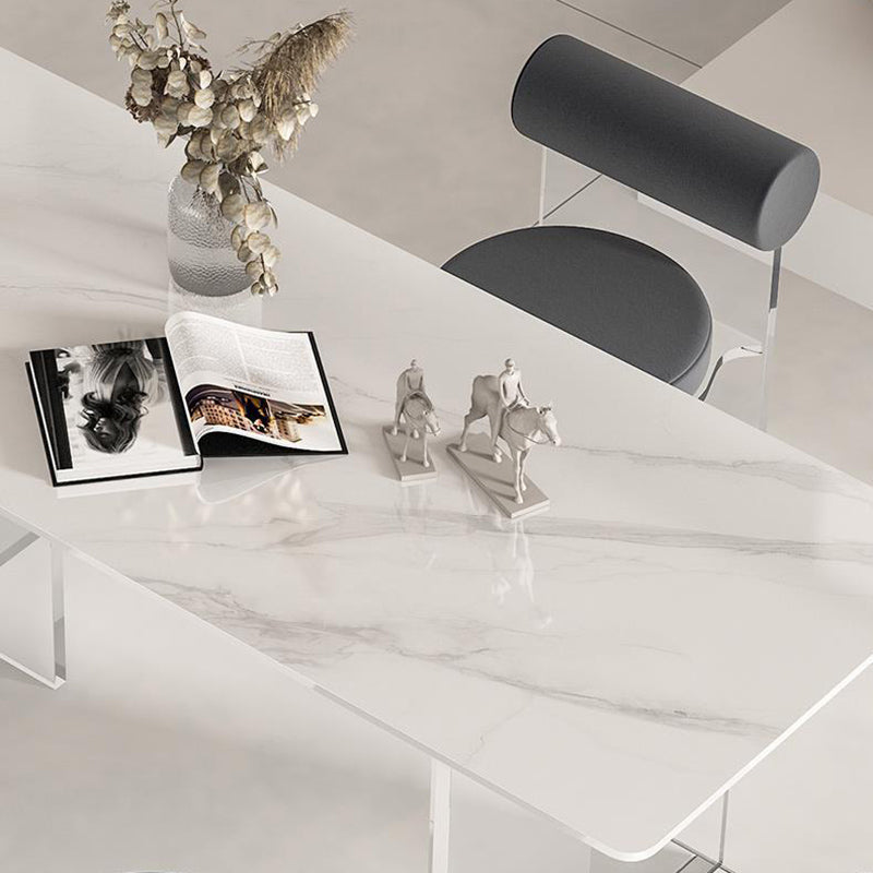 Estilo contemporáneo 1/2/4/6 Piezas Sillas de comedor Muebles de piedra rectangulares en blanco