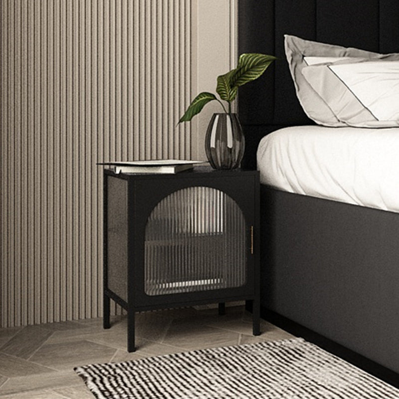 1 Door Industrial Accent Table Nightstand Antique Finish Bed Nightstand 16"L x 14"W x 20"H Black 1 Piece Clearhalo 'Bedroom Furniture' 'furn' 'furn_night_stand' 'Furniture' 'night_stand' 'Nightstands' 6791650