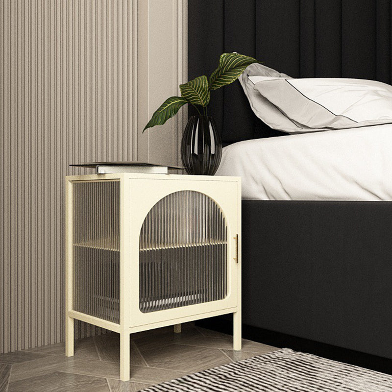 1 Door Industrial Accent Table Nightstand Antique Finish Bed Nightstand Off-White 1 Piece Clearhalo 'Bedroom Furniture' 'furn' 'furn_night_stand' 'Furniture' 'night_stand' 'Nightstands' 6791651