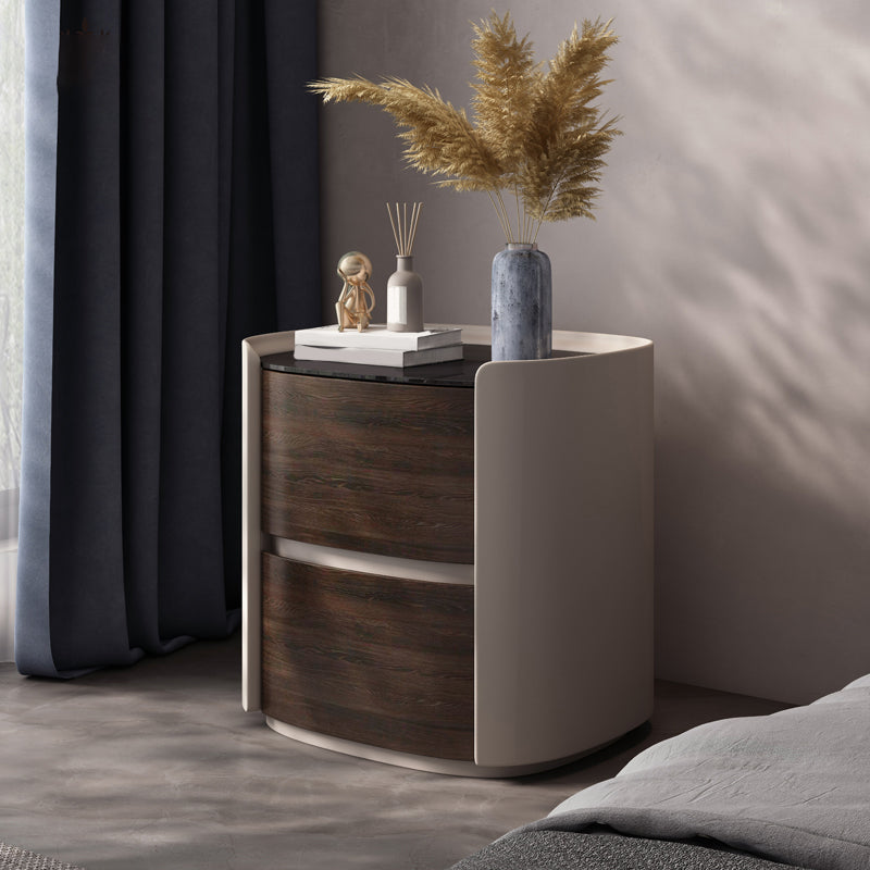 2-引き出しコンテンポラリーナイトスタンドアンティークフィニッシュベッドサイドキャビネット