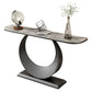 Glam 11,81 "W tavolo console in pietra tavolo di accento di mezza luna con 1 scaffale