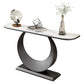 Glam 11,81 "W tavolo console in pietra tavolo di accento di mezza luna con 1 scaffale