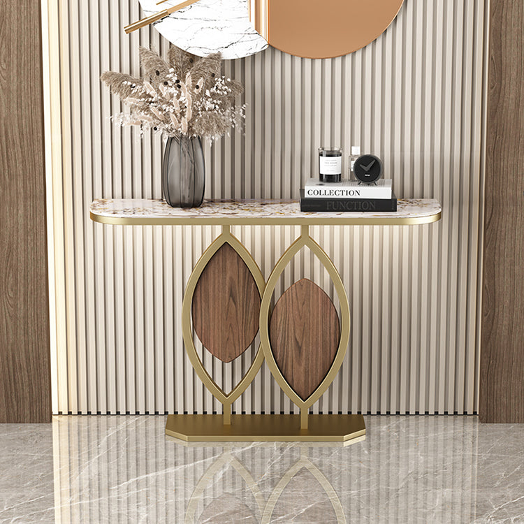 グラムコンソールアクセントテーブルアンティークフィニッシュハーフムーンコンソールテーブル