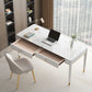 Glam 29.53" Tall Writing Desk Parsons Base White Office Desk with Drawer
