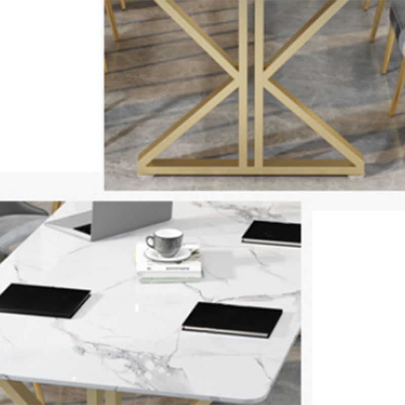 Glam Marble Curved Office Desk 29.53-inch Tall White Writing Desk Clearhalo 'furn' 'furn_office_desk' 'Furniture' 'Office Desks' 'Office Furniture' 'office_desk' 6792312