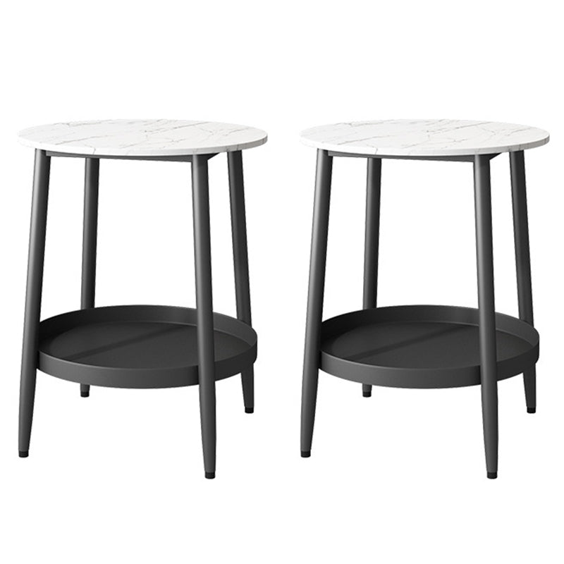 Contemporary Accent Table Nightstand Antique Finish Open Storage Bed Nightstand White 2 Piece Set Clearhalo 'Bedroom Furniture' 'furn' 'furn_night_stand' 'Furniture' 'night_stand' 'Nightstands' 6792802