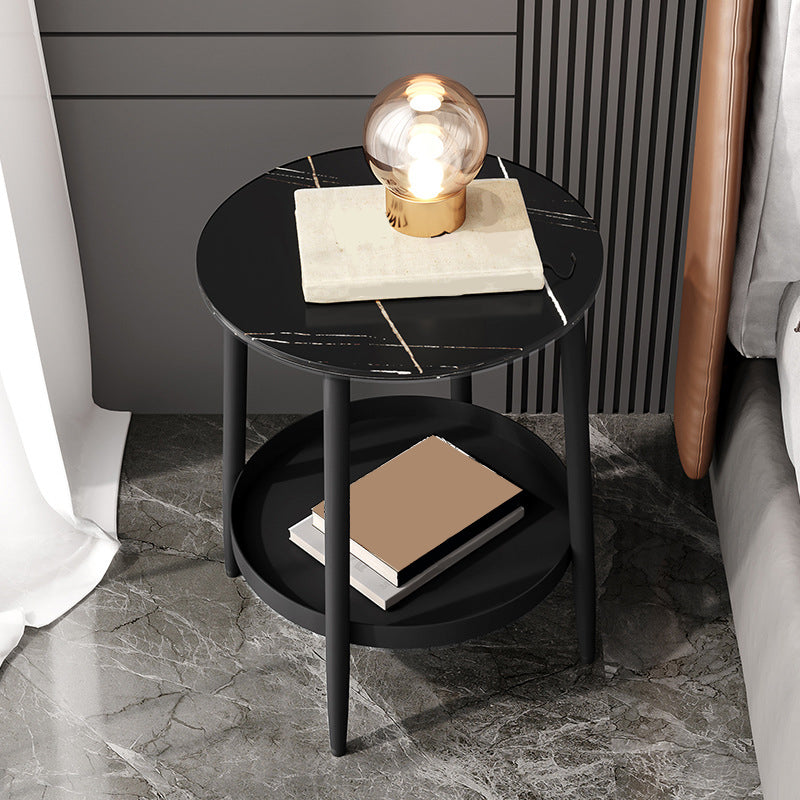 Contemporary Accent Table Nightstand Antique Finish Open Storage Bed Nightstand Black-Gold 1 Piece Clearhalo 'Bedroom Furniture' 'furn' 'furn_night_stand' 'Furniture' 'night_stand' 'Nightstands' 6792803
