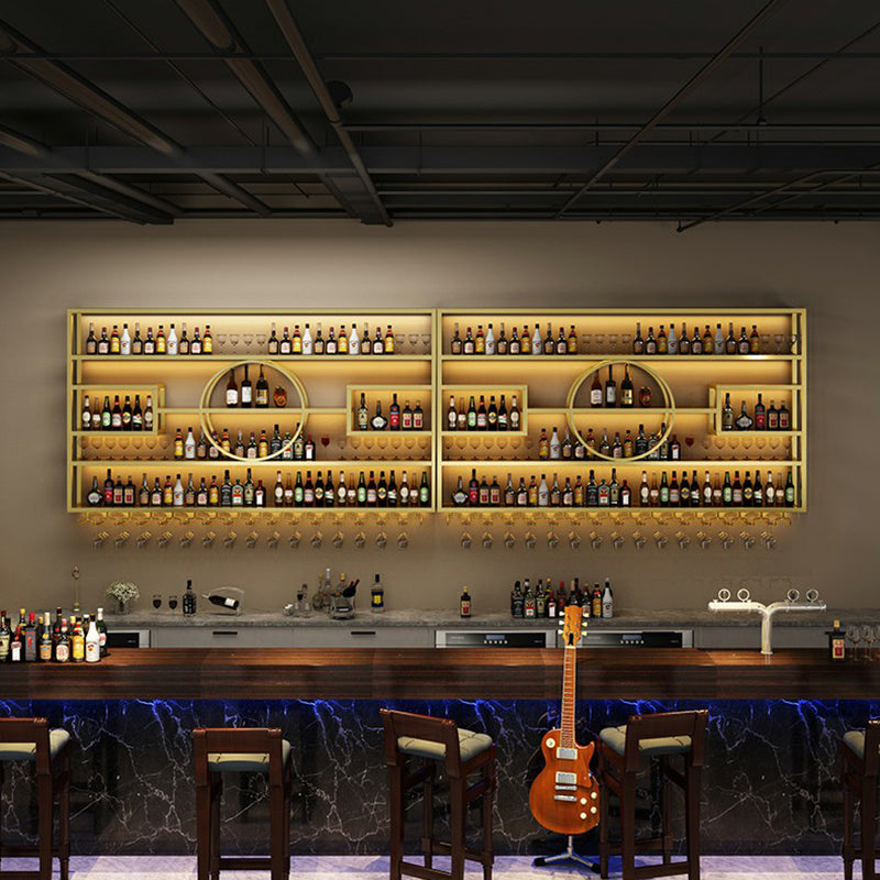Wand gemonteerd wijnrek metalen moderne wijnfles en glazen rek voor bar