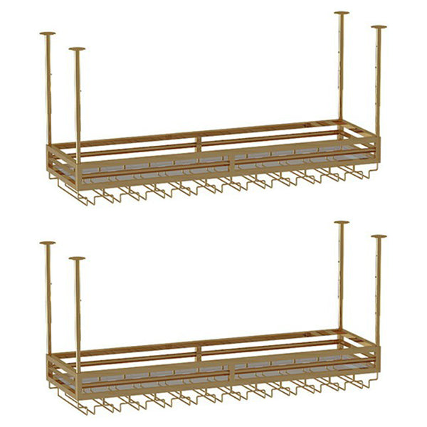Soporte de vino de metal moderno botella de vino colgante y estante de vidrio para bar
