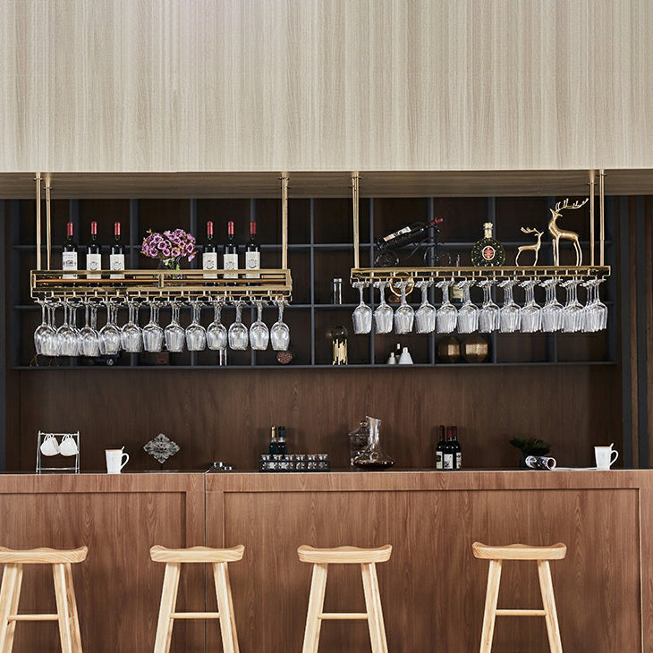 Porta di vino in metallo moderno bottiglia di vino sospesa e portabicchieri per bar