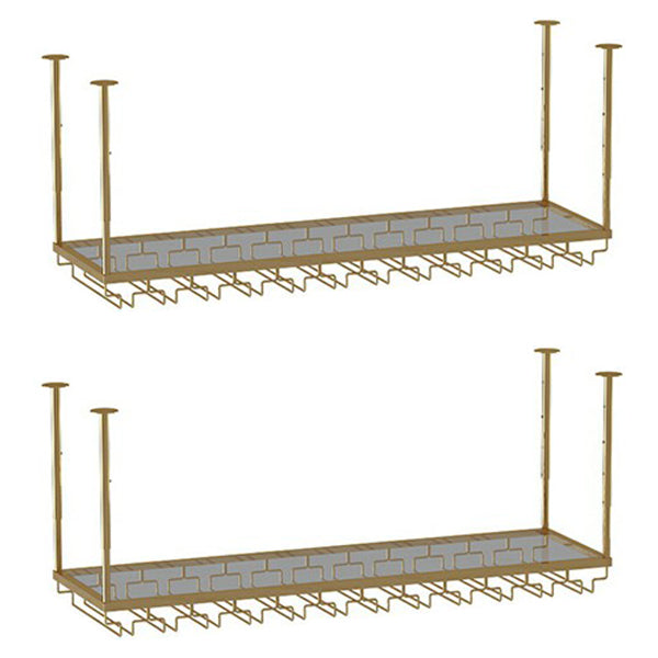 Soporte de vino de metal moderno botella de vino colgante y estante de vidrio para bar
