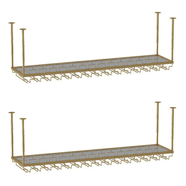 Soporte de vino de metal moderno botella de vino colgante y estante de vidrio para bar