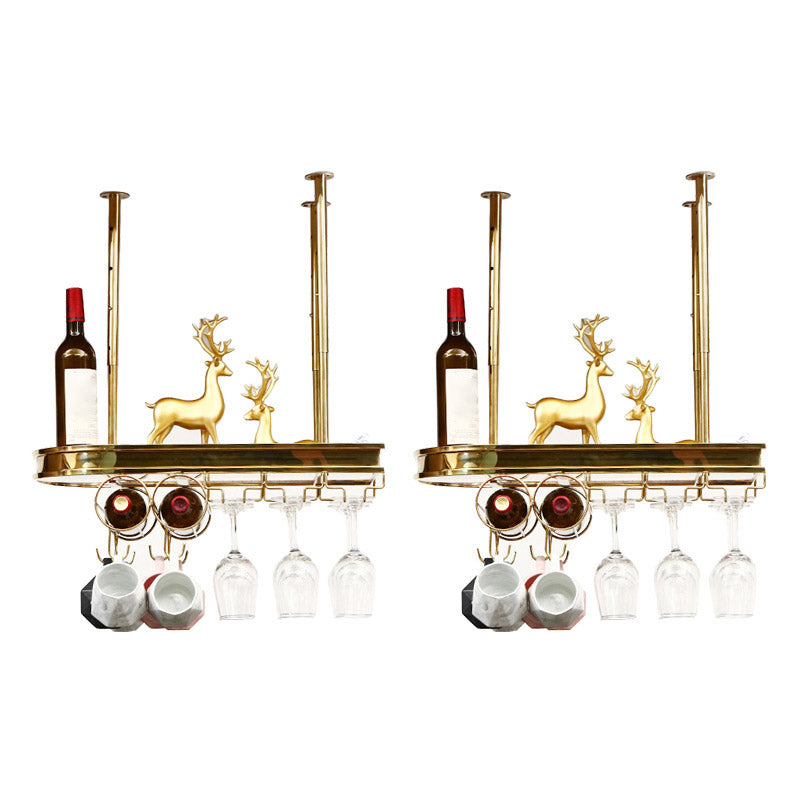 Modern Hanging Wine Rack Holder Stainless Steel Wine Rack in Gold 24"L x 12"W x 8"H 2 Piece Set Clearhalo 'furn' 'furn_wine_racks' 'Furniture' 'Kitchen & Dining Furniture' 'Wine Racks' 'wine_racks' 6793072