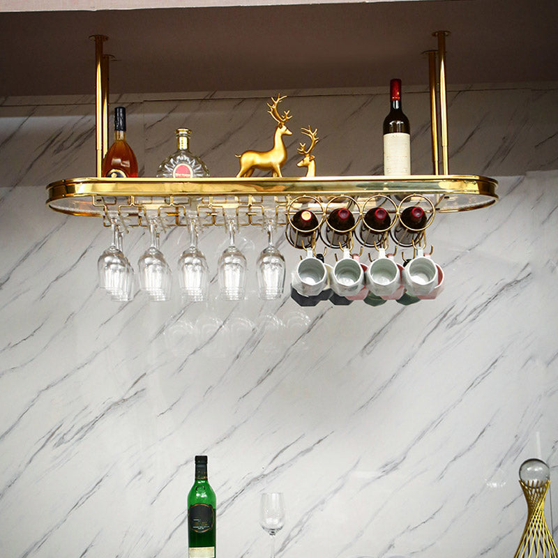 Modern Hanging Wine Rack Holder Stainless Steel Wine Rack in Gold 47"L x 12"W x 8"H 1 Piece Clearhalo 'furn' 'furn_wine_racks' 'Furniture' 'Kitchen & Dining Furniture' 'Wine Racks' 'wine_racks' 6793073