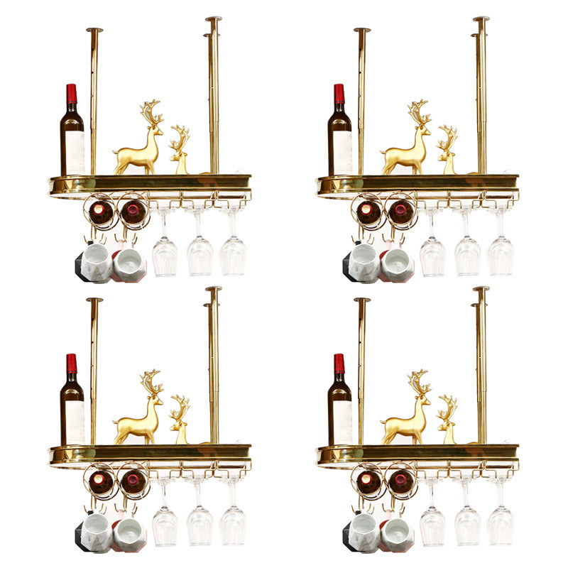 Modern Hanging Wine Rack Holder Stainless Steel Wine Rack in Gold 24"L x 12"W x 8"H 4 Piece Set Clearhalo 'furn' 'furn_wine_racks' 'Furniture' 'Kitchen & Dining Furniture' 'Wine Racks' 'wine_racks' 6793075