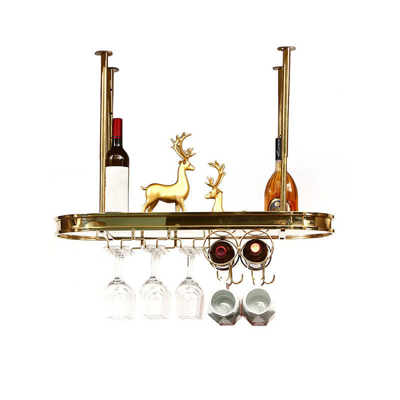 Modern Hanging Wine Rack Holder Stainless Steel Wine Rack in Gold 31"L x 12"W x 8"H 1 Piece Clearhalo 'furn' 'furn_wine_racks' 'Furniture' 'Kitchen & Dining Furniture' 'Wine Racks' 'wine_racks' 6793076