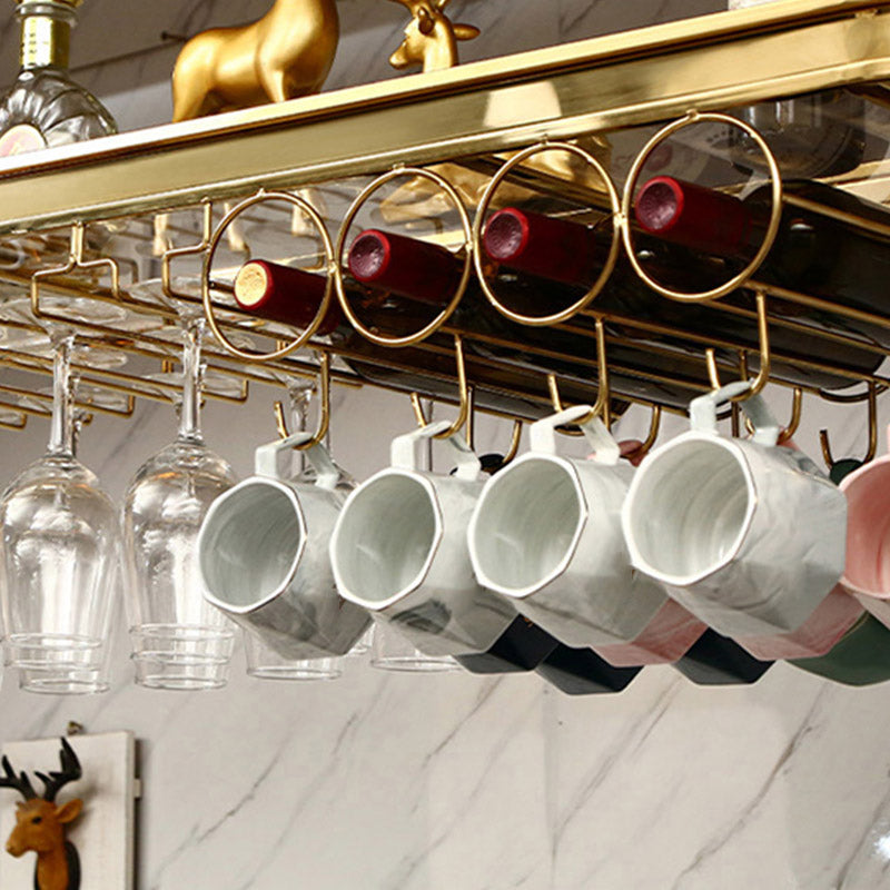 Modern Hanging Wine Rack Holder Stainless Steel Wine Rack in Gold Clearhalo 'furn' 'furn_wine_racks' 'Furniture' 'Kitchen & Dining Furniture' 'Wine Racks' 'wine_racks' 6793077