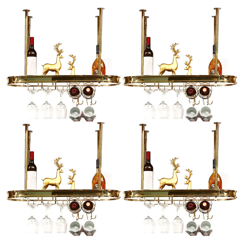 Modern Hanging Wine Rack Holder Stainless Steel Wine Rack in Gold 31"L x 12"W x 8"H 4 Piece Set Clearhalo 'furn' 'furn_wine_racks' 'Furniture' 'Kitchen & Dining Furniture' 'Wine Racks' 'wine_racks' 6793080