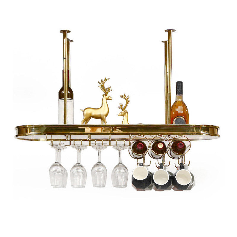 Modern Hanging Wine Rack Holder Stainless Steel Wine Rack in Gold 39"L x 12"W x 8"H 1 Piece Clearhalo 'furn' 'furn_wine_racks' 'Furniture' 'Kitchen & Dining Furniture' 'Wine Racks' 'wine_racks' 6793082