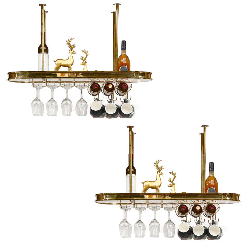 Modern Hanging Wine Rack Holder Stainless Steel Wine Rack in Gold 39"L x 12"W x 8"H 2 Piece Set Clearhalo 'furn' 'furn_wine_racks' 'Furniture' 'Kitchen & Dining Furniture' 'Wine Racks' 'wine_racks' 6793084