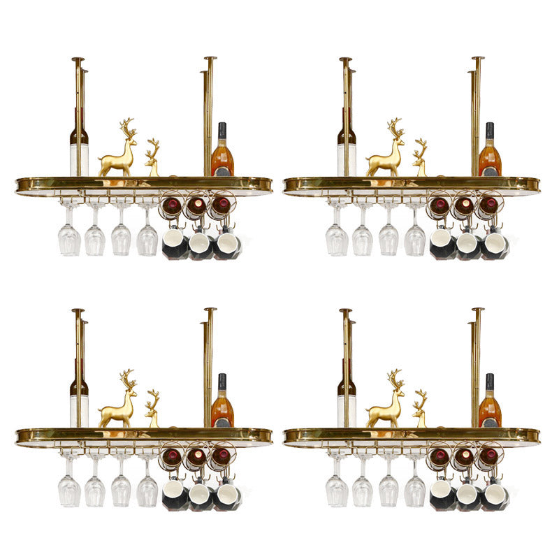Modern Hanging Wine Rack Holder Stainless Steel Wine Rack in Gold 39"L x 12"W x 8"H 4 Piece Set Clearhalo 'furn' 'furn_wine_racks' 'Furniture' 'Kitchen & Dining Furniture' 'Wine Racks' 'wine_racks' 6793086