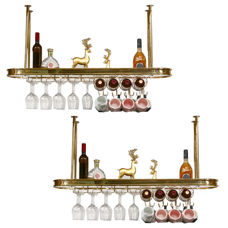 Modern Hanging Wine Rack Holder Stainless Steel Wine Rack in Gold 47"L x 12"W x 8"H 2 Piece Set Clearhalo 'furn' 'furn_wine_racks' 'Furniture' 'Kitchen & Dining Furniture' 'Wine Racks' 'wine_racks' 6793087