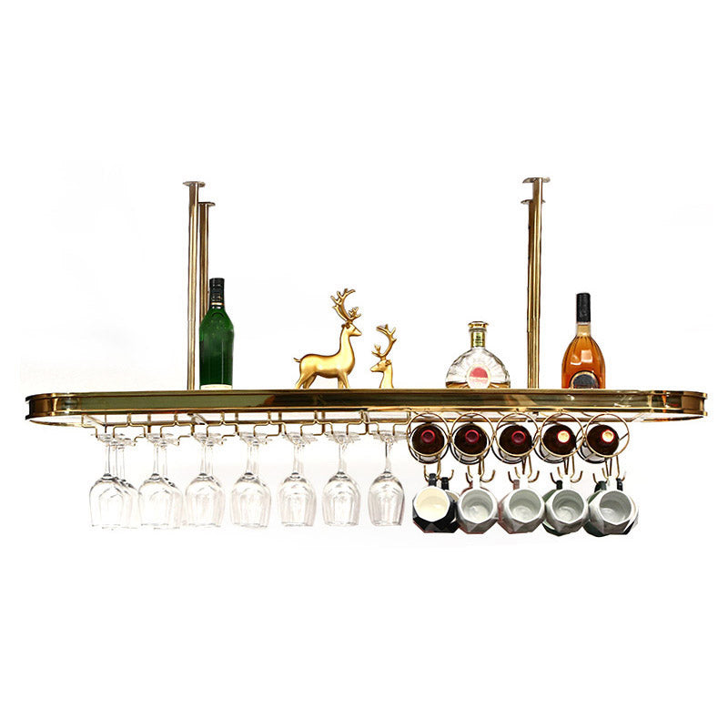 Modern Hanging Wine Rack Holder Stainless Steel Wine Rack in Gold 59"L x 12"W x 8"H 1 Piece Clearhalo 'furn' 'furn_wine_racks' 'Furniture' 'Kitchen & Dining Furniture' 'Wine Racks' 'wine_racks' 6793089