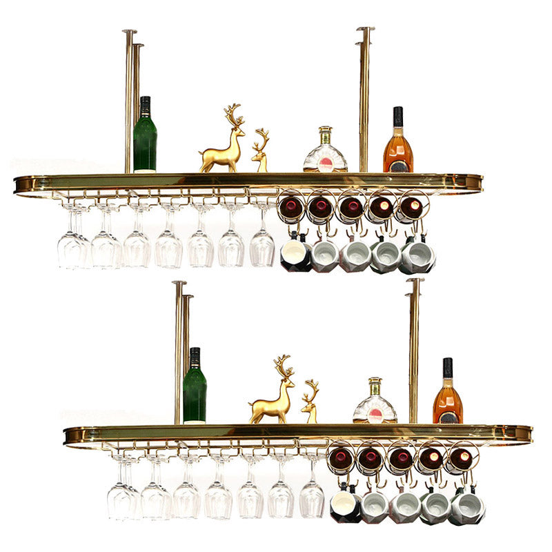 Modern Hanging Wine Rack Holder Stainless Steel Wine Rack in Gold 59"L x 12"W x 8"H 2 Piece Set Clearhalo 'furn' 'furn_wine_racks' 'Furniture' 'Kitchen & Dining Furniture' 'Wine Racks' 'wine_racks' 6793090