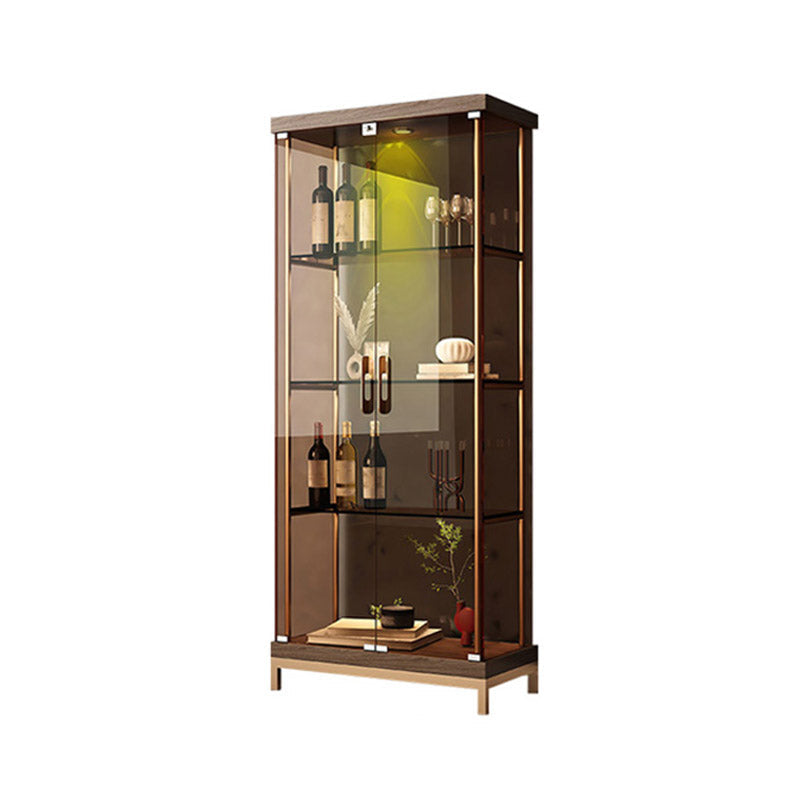 Modern Style Floor Bottle Wine Rack Stainless Steel Wine Bottle Holder 31.5"L x 15.4"W x 74.4"H Nut-Brown Clearhalo 'furn' 'furn_wine_racks' 'Furniture' 'Kitchen & Dining Furniture' 'Wine Racks' 'wine_racks' 6793103