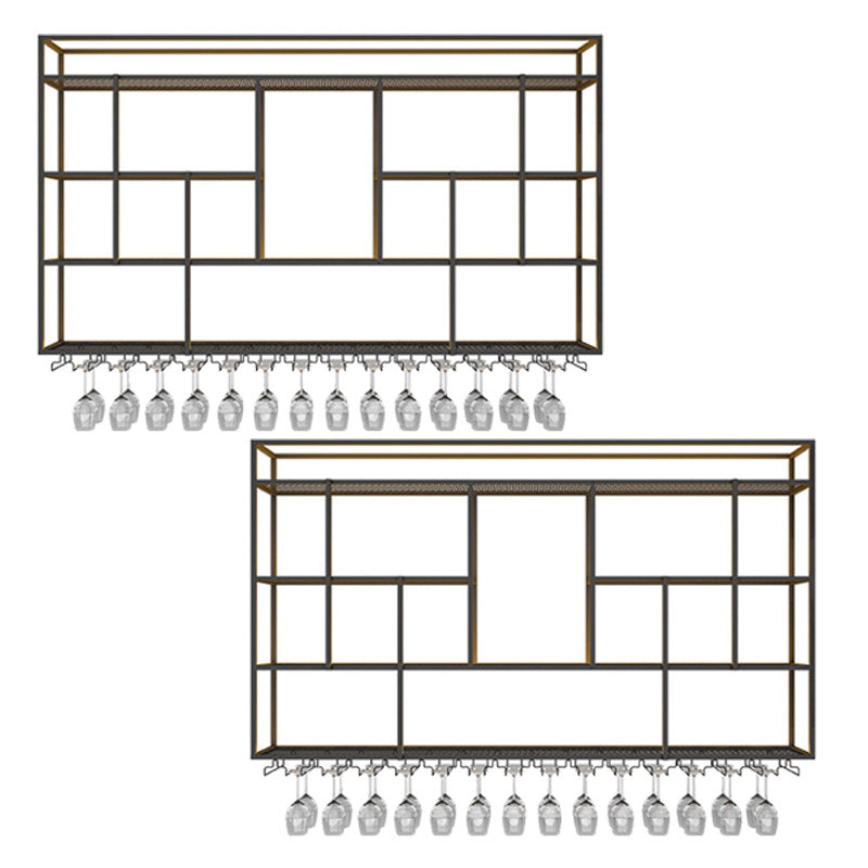 Scaffale per vino di ferro moderno a parete a parete portatore di vino in nero
