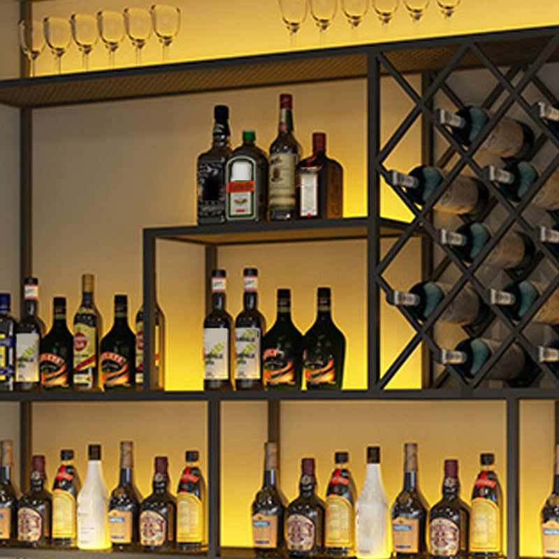 Scaffale per vino di ferro moderno a parete a parete portatore di vino in nero