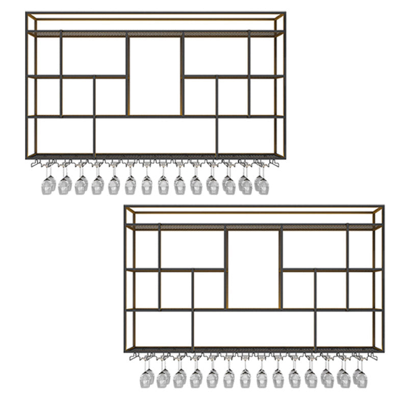 Scaffale per vino di ferro moderno a parete a parete portatore di vino in nero