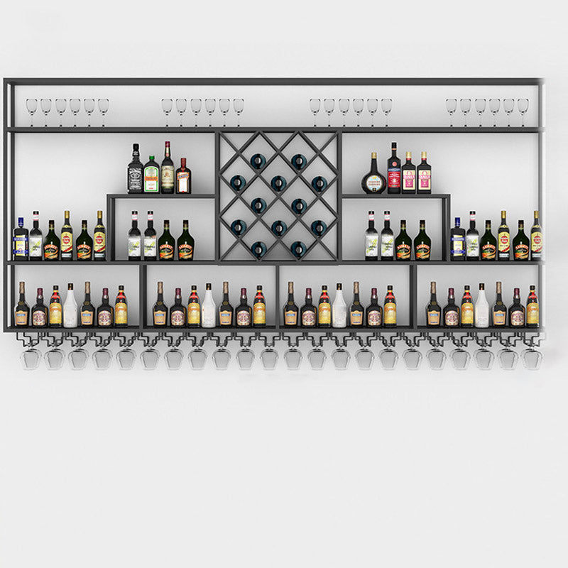 Scaffale per vino di ferro moderno a parete a parete portatore di vino in nero