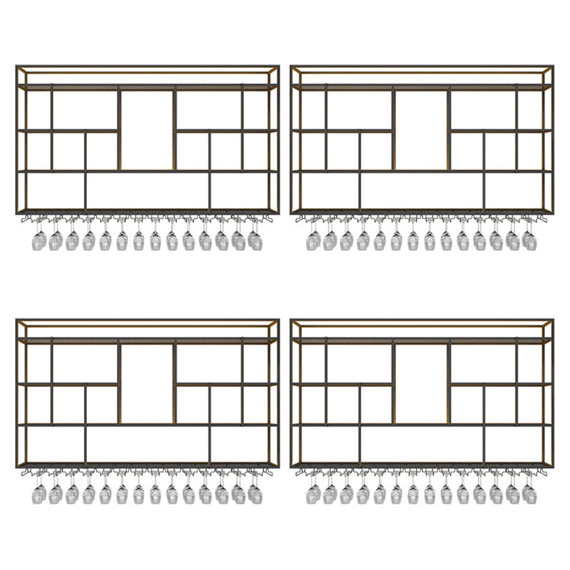 Scaffale per vino di ferro moderno a parete a parete portatore di vino in nero