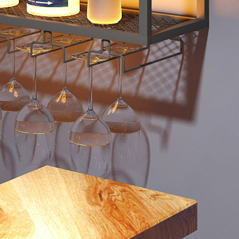 Scaffale per vino di ferro moderno a parete a parete portatore di vino in nero