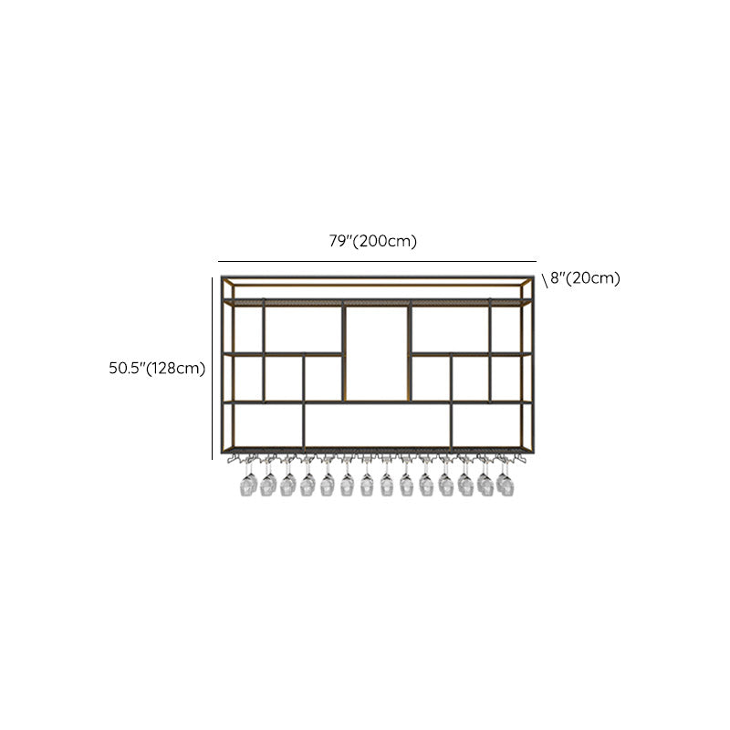 Scaffale per vino di ferro moderno a parete a parete portatore di vino in nero