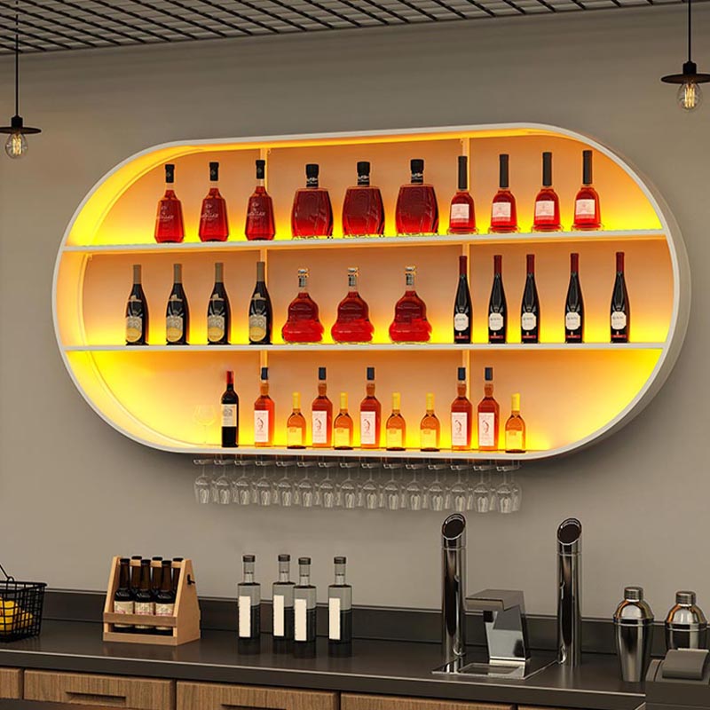 Scaffale di vino di ferro moderno a parete a parete rastrellatura con scaffale