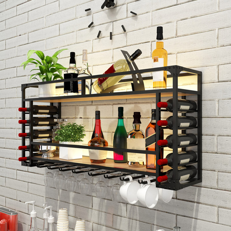 Iron Wine Rack Modern Style Wall Mounted Wine Holder Rack with Shelf Clearhalo 'furn' 'furn_wine_racks' 'Furniture' 'Kitchen & Dining Furniture' 'Wine Racks' 'wine_racks' 6793156