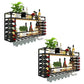 Iron Wine Rack Modern Style Wall Mounted Wine Holder Rack with Shelf Black 2 Piece Set Clearhalo 'furn' 'furn_wine_racks' 'Furniture' 'Kitchen & Dining Furniture' 'Wine Racks' 'wine_racks' 6793158
