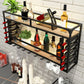 Iron Wine Rack Modern Style Wall Mounted Wine Holder Rack with Shelf Clearhalo 'furn' 'furn_wine_racks' 'Furniture' 'Kitchen & Dining Furniture' 'Wine Racks' 'wine_racks' 6793171
