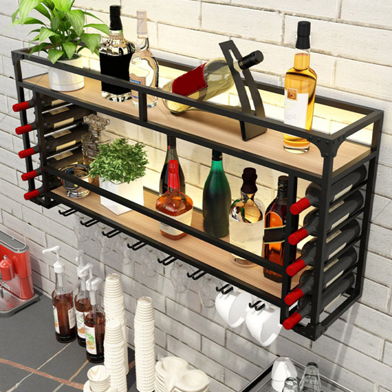 Iron Wine Rack Modern Style Wall Mounted Wine Holder Rack with Shelf Clearhalo 'furn' 'furn_wine_racks' 'Furniture' 'Kitchen & Dining Furniture' 'Wine Racks' 'wine_racks' 6793171
