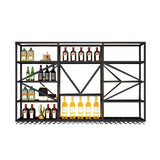 Wall Mounted Iron Wine Racks Modern Style Wine Holder Rack in Black