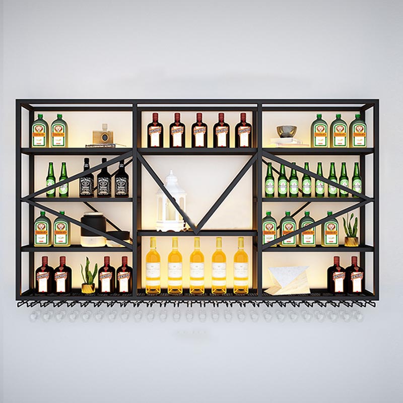 壁掛け鉄ワインラックモダンスタイルのワインホルダーラックブラック