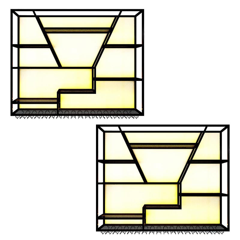 Wall Mounted Iron Wine Racks Modern Style Wine Holder Rack with Shelf 59"L x 8"W x 53"H 2 Piece Set Clearhalo 'furn' 'furn_wine_racks' 'Furniture' 'Kitchen & Dining Furniture' 'Wine Racks' 'wine_racks' 6793201
