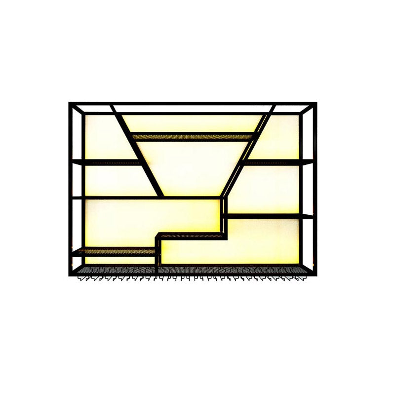 Wall Mounted Iron Wine Racks Modern Style Wine Holder Rack with Shelf 87"L x 8"W x 53"H 1 Piece Clearhalo 'furn' 'furn_wine_racks' 'Furniture' 'Kitchen & Dining Furniture' 'Wine Racks' 'wine_racks' 6793205